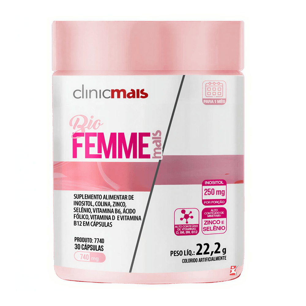 Bio Femme Mais Inositol + Colina + Vitaminas E Minerais Clinicmais 30 Cápsulas