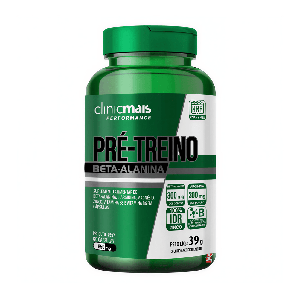 Pré-treino Beta-alanina Clinicmais 60 Cápsulas