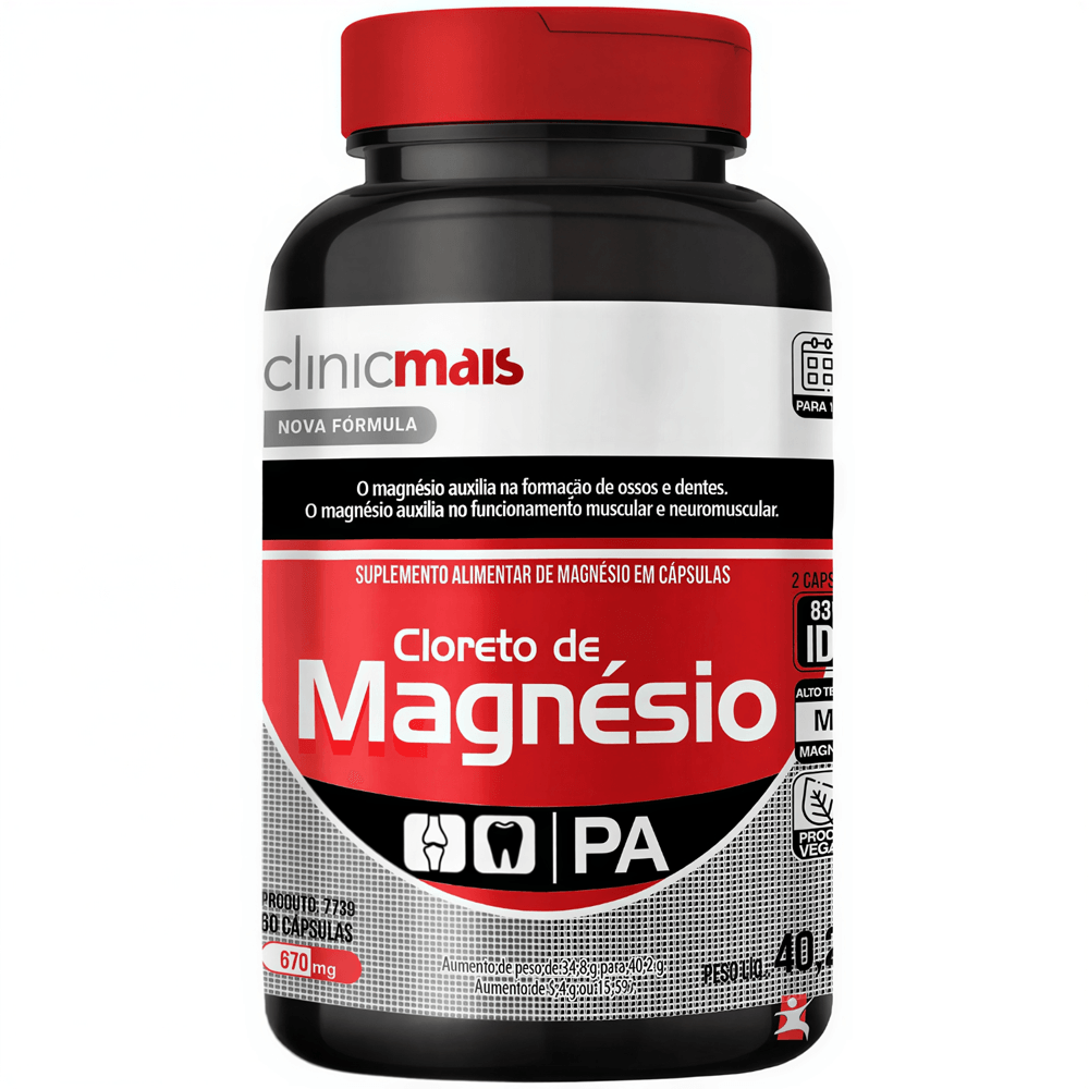Cloreto De Magnésio Pa Vegano Concentrado Clinicmais 60 Cápsulas