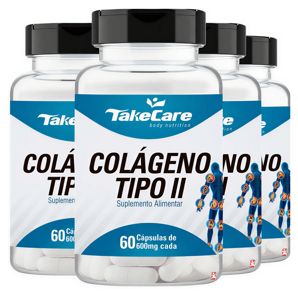 Kit 4 Colágeno Tipo 2 Puro Não Desnaturado Take Care 60 Cápsulas