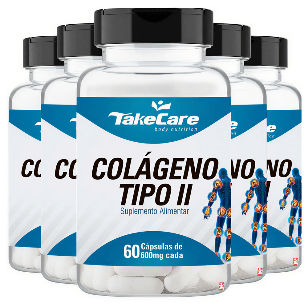 Kit 5 Colágeno Tipo 2 Puro Não Desnaturado Take Care 60 Cápsulas