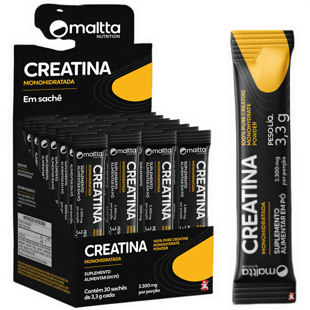 Creatina Monohidratada Pó 100% Pura Em Sachê Maltta Nutrition 30 Unidades De 3,3g