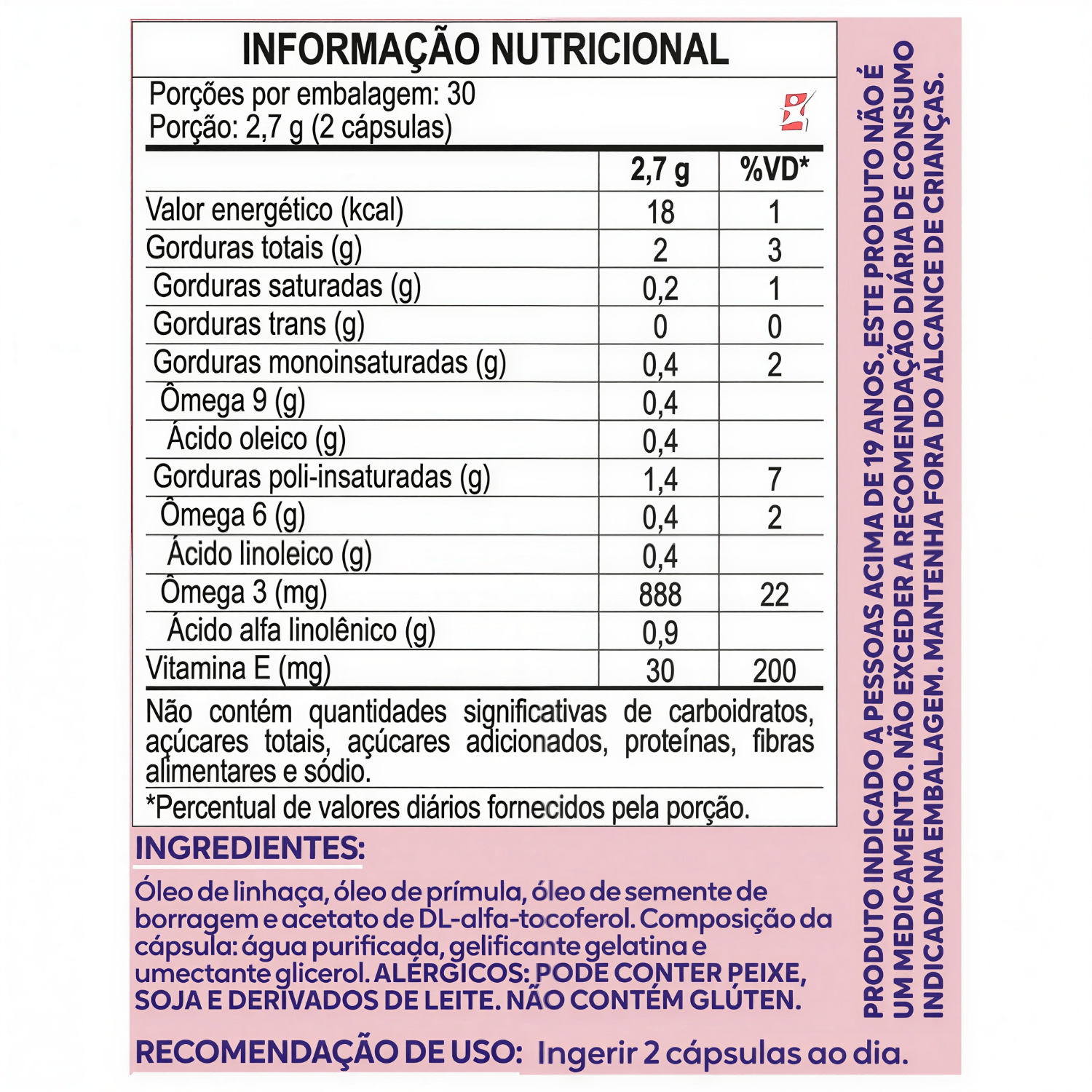 Ômega Femme Prímula + Borragem + Linhaça + Vitamina E Maltta Nutrition 60 Cápsulas