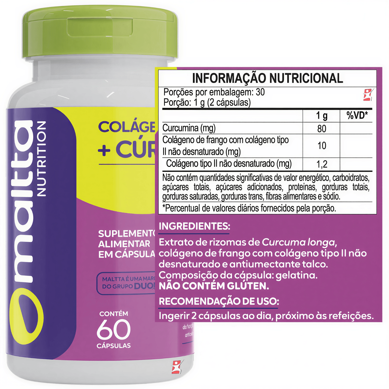 Colágeno Tipo 2 + Cúrcuma Maltta Nutrition 60 Cápsulas