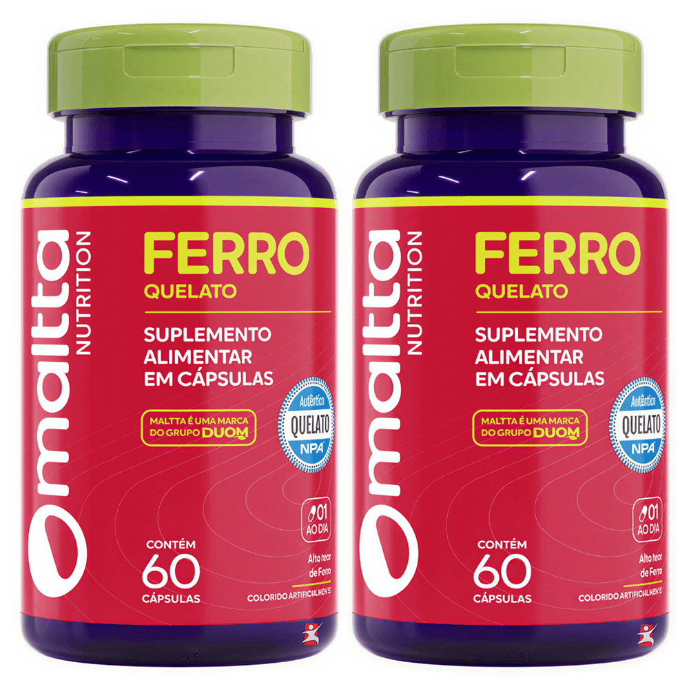 Kit 2 Ferro Quelato Maltta Nutrition 60 Cápsulas