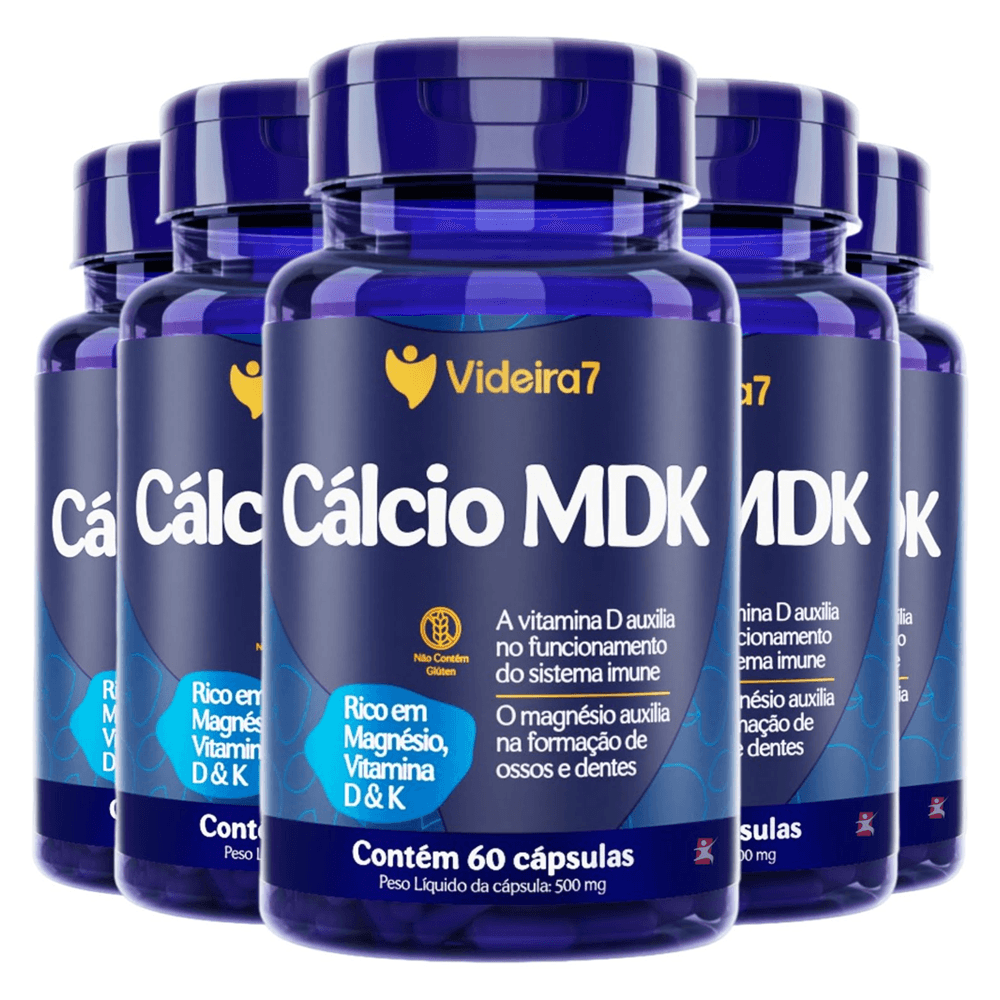 Kit 5 Cálcio Mdk Videira7 60 Cápsulas