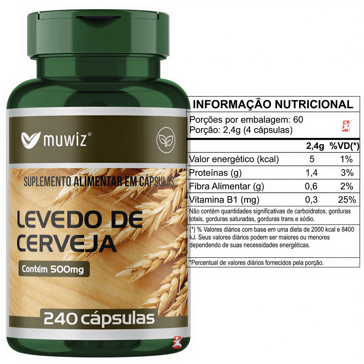 Levedo De Cerveja Muwiz 240 Cápsulas