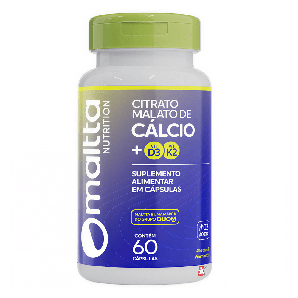Citrato Malato De Cálcio Com Vitaminas D3 + K2 Mallta Nutrition 60 Cápsulas