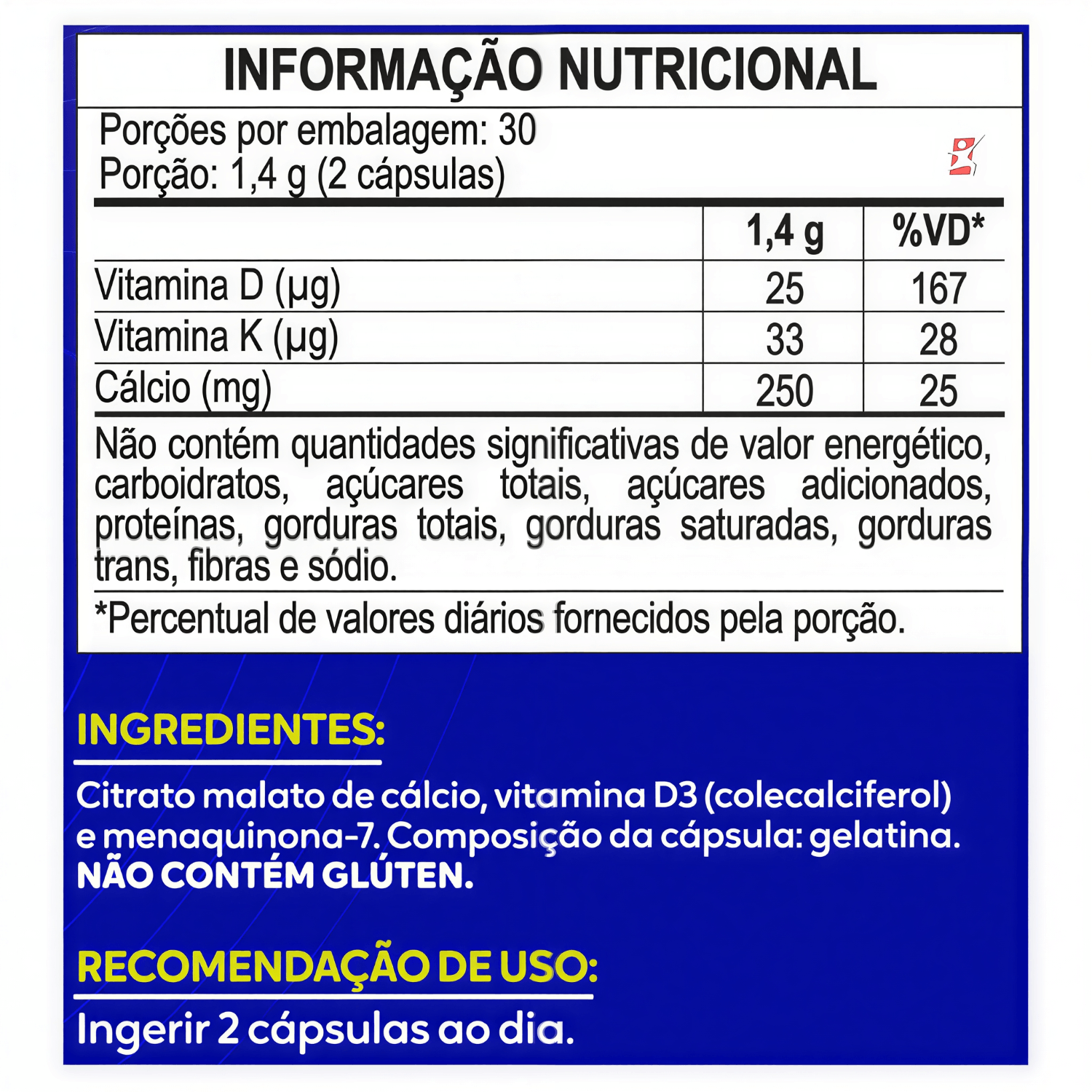Citrato Malato De Cálcio Com Vitaminas D3 + K2 Mallta Nutrition 60 Cápsulas