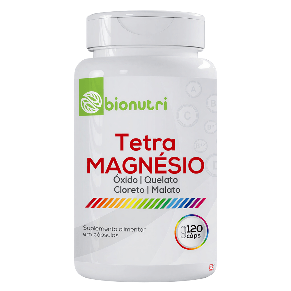 Tetra Magnésio Óxido + Quelato + Cloreto + Malato Bionutri 120 Cápsulas