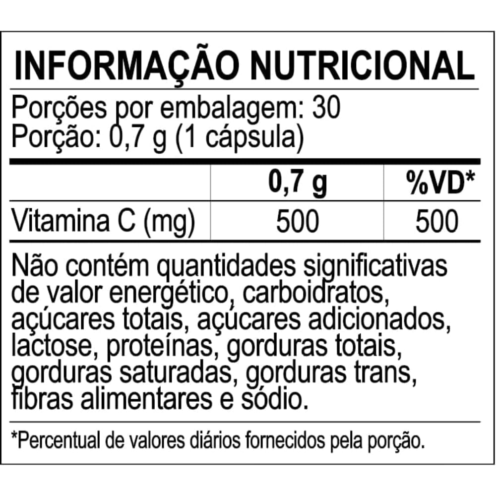 Suplemento Nutricional Vitamina C 30 Cápsulas