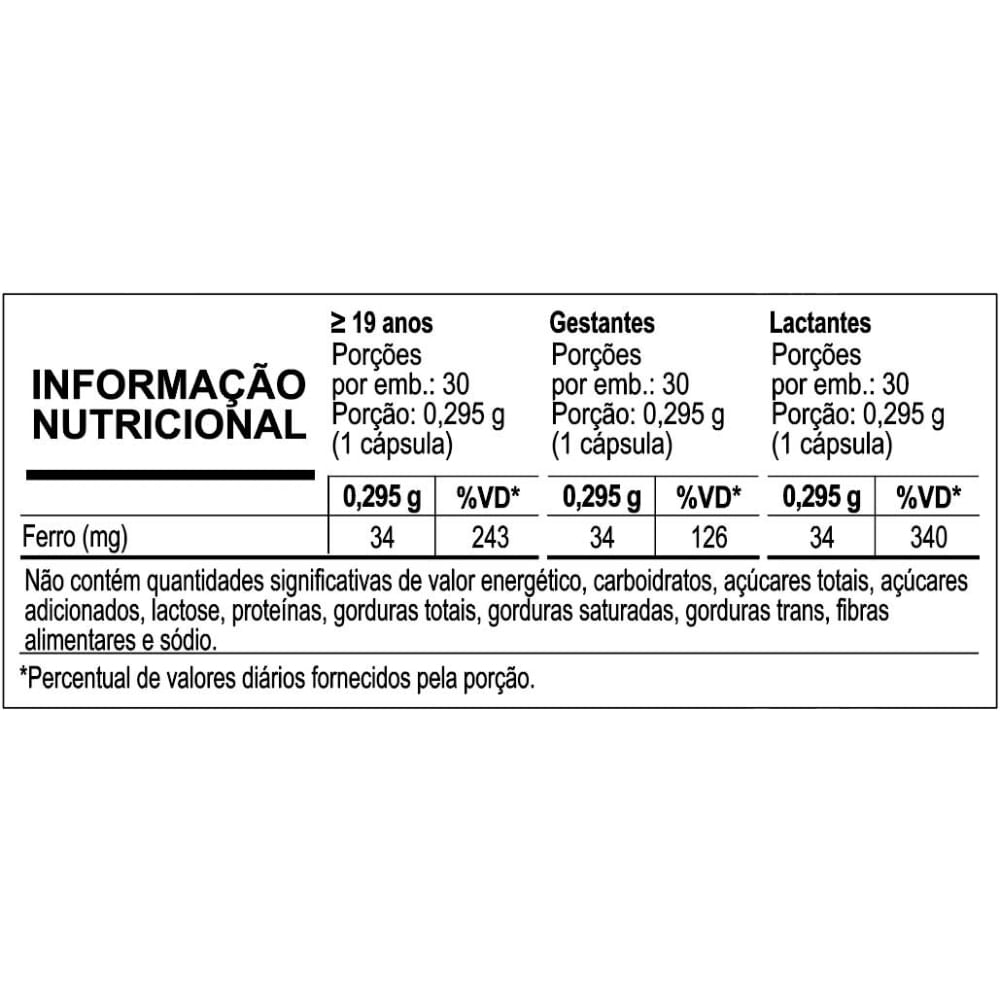 Suplemento Alimentar Ferro Quelato Sanavita 30 Cápsulas