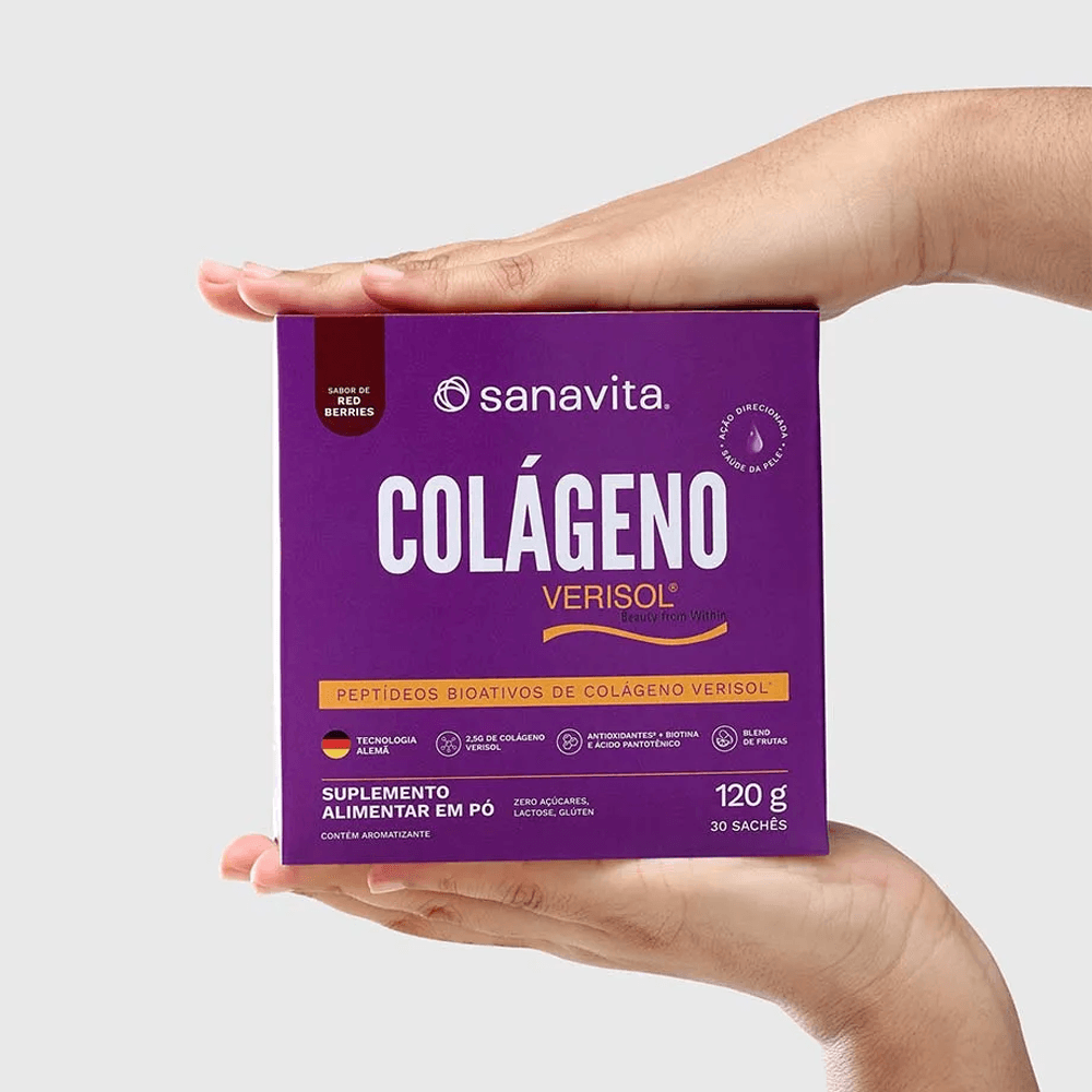 Colágeno Hidrolisado Verisol® Red Berries Sanavita 30 Sachês (2,8g cada)