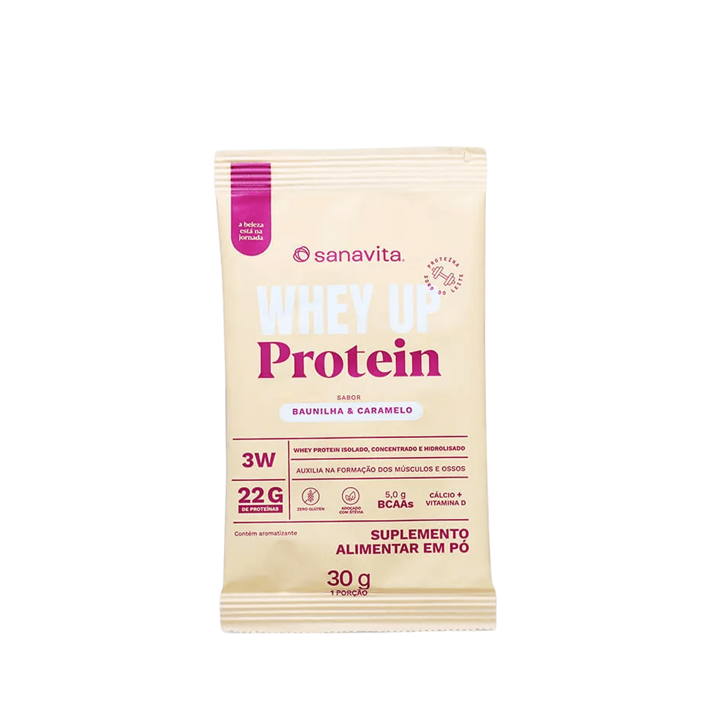Suplemento Alimentar Em Pó Whey UP Baunilha e Caramelo Sanavita 1 Sachê 30g