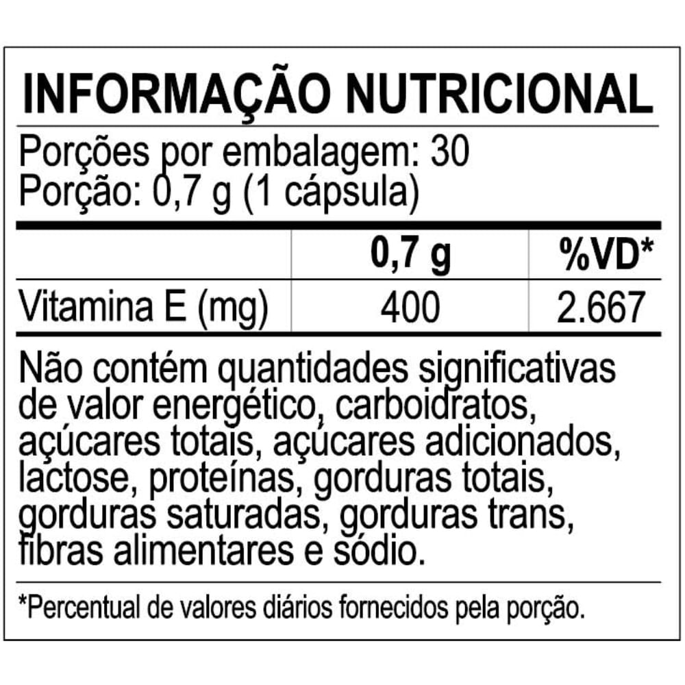 Suplemento Nutricional Vitamina E 30 Cápsulas