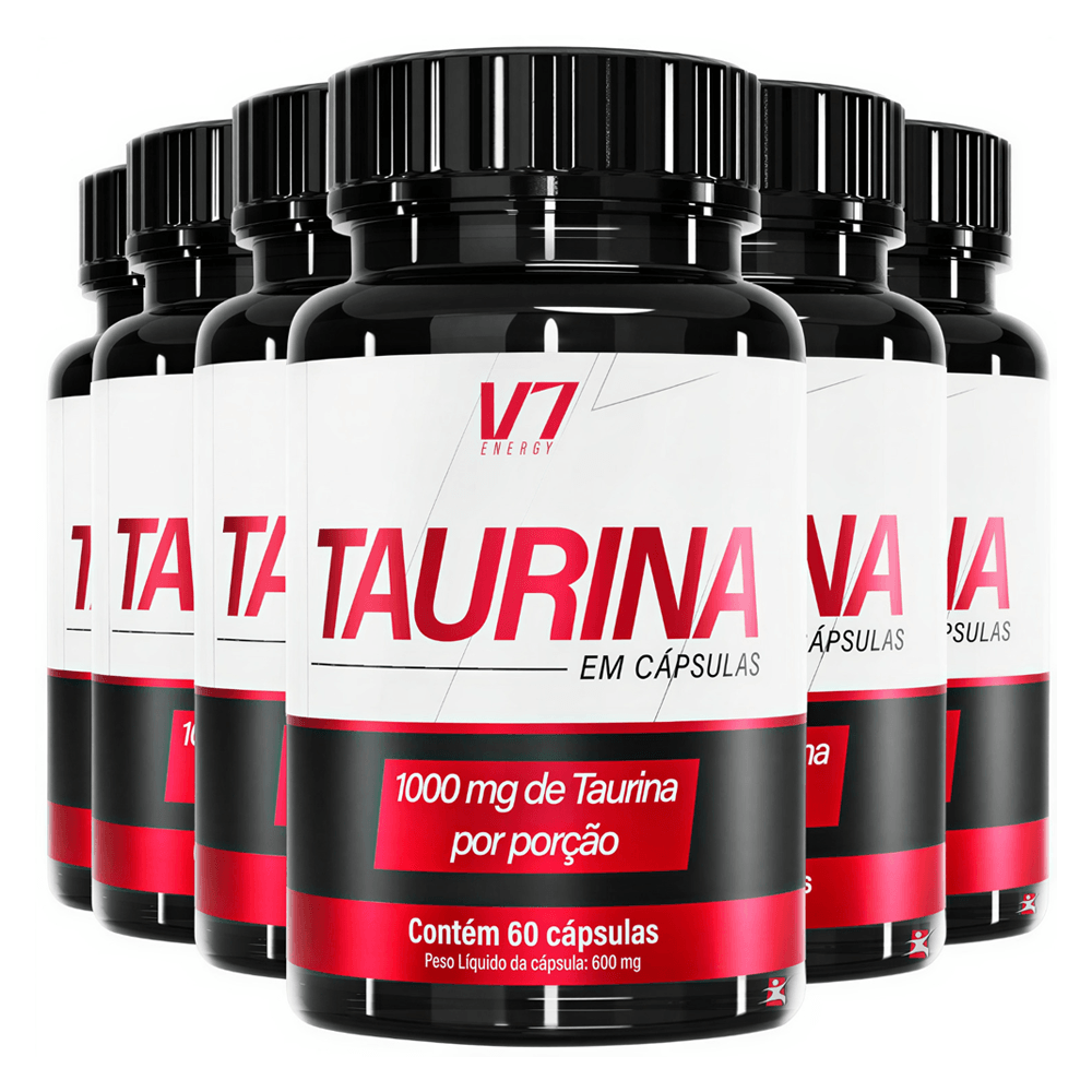 Kit 6 Taurina V7 Energy 1000mg 60 Cápsulas