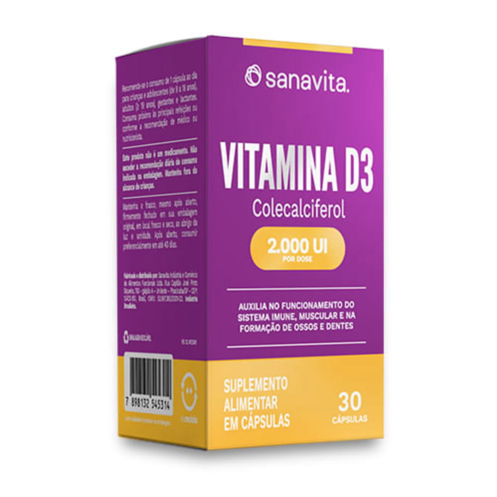 Vitamina D3 Sanavita 2000 UI 30 Cápsulas