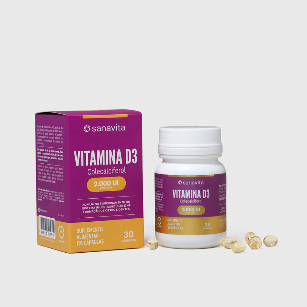 Vitamina D3 Sanavita 2000 UI 30 Cápsulas