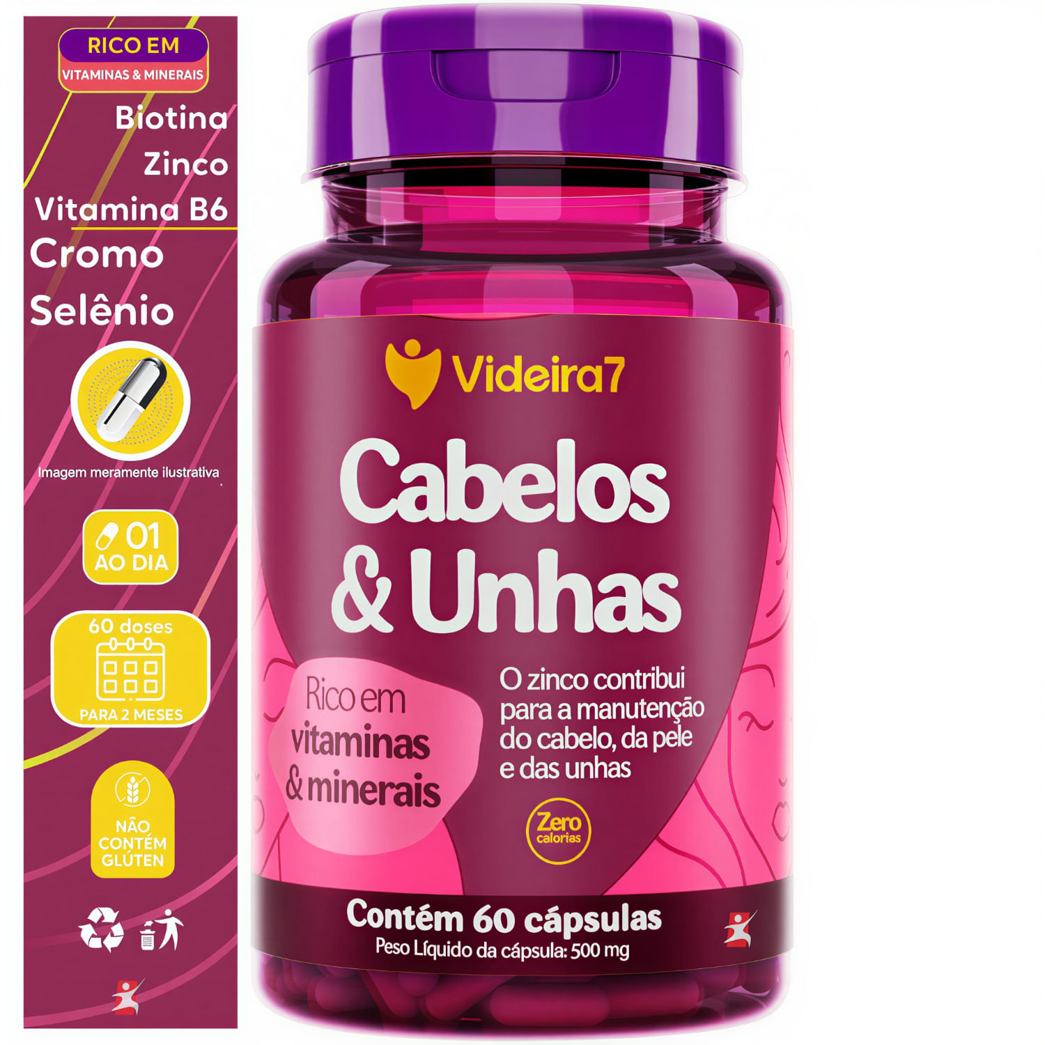 Kit 2 Cabelos E Unhas Videira7 60 Cápsulas