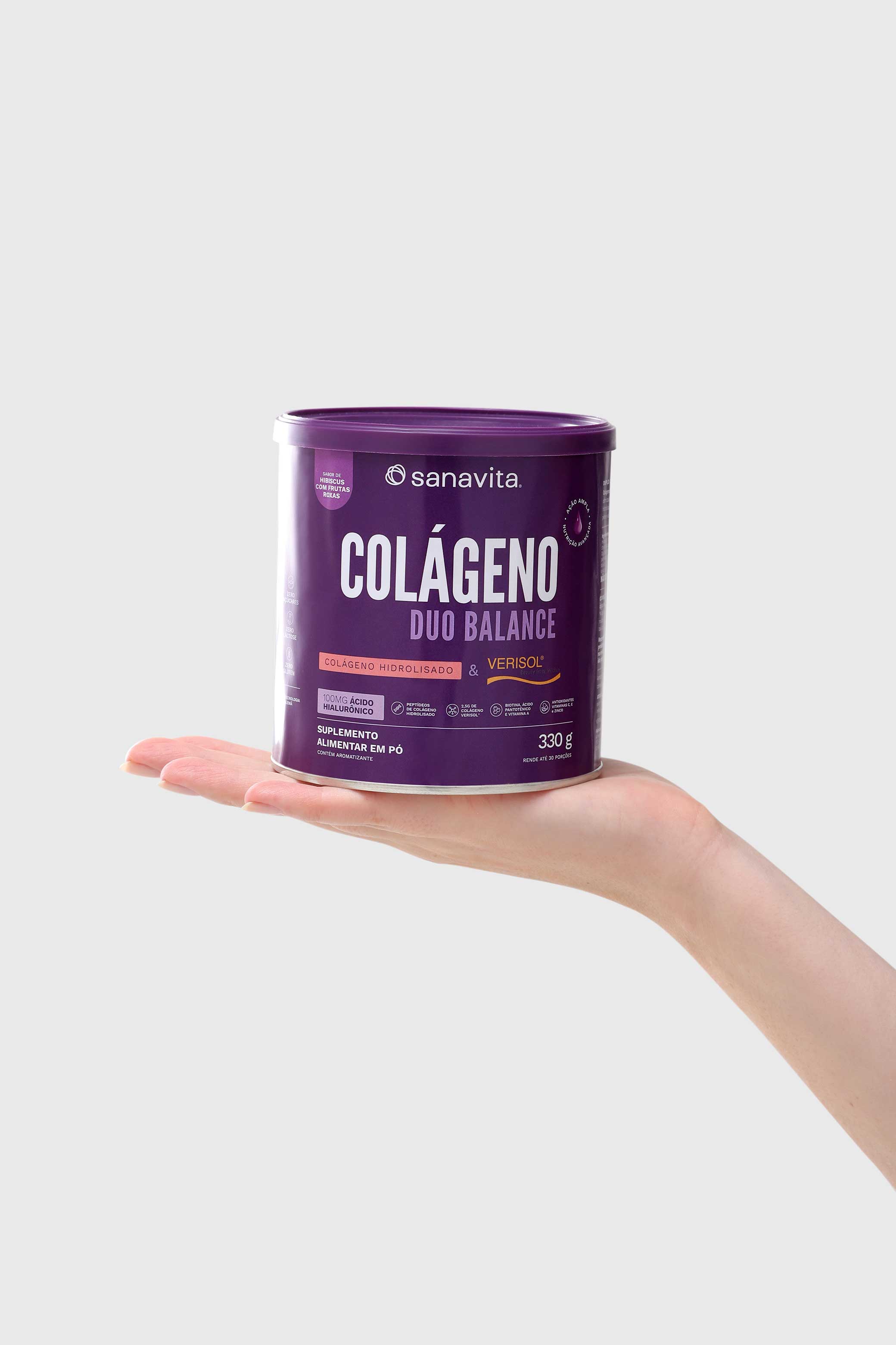 Colágeno Hidrolisado Duo Balance Hibiscus e Frutas Roxas Sanavita 330g