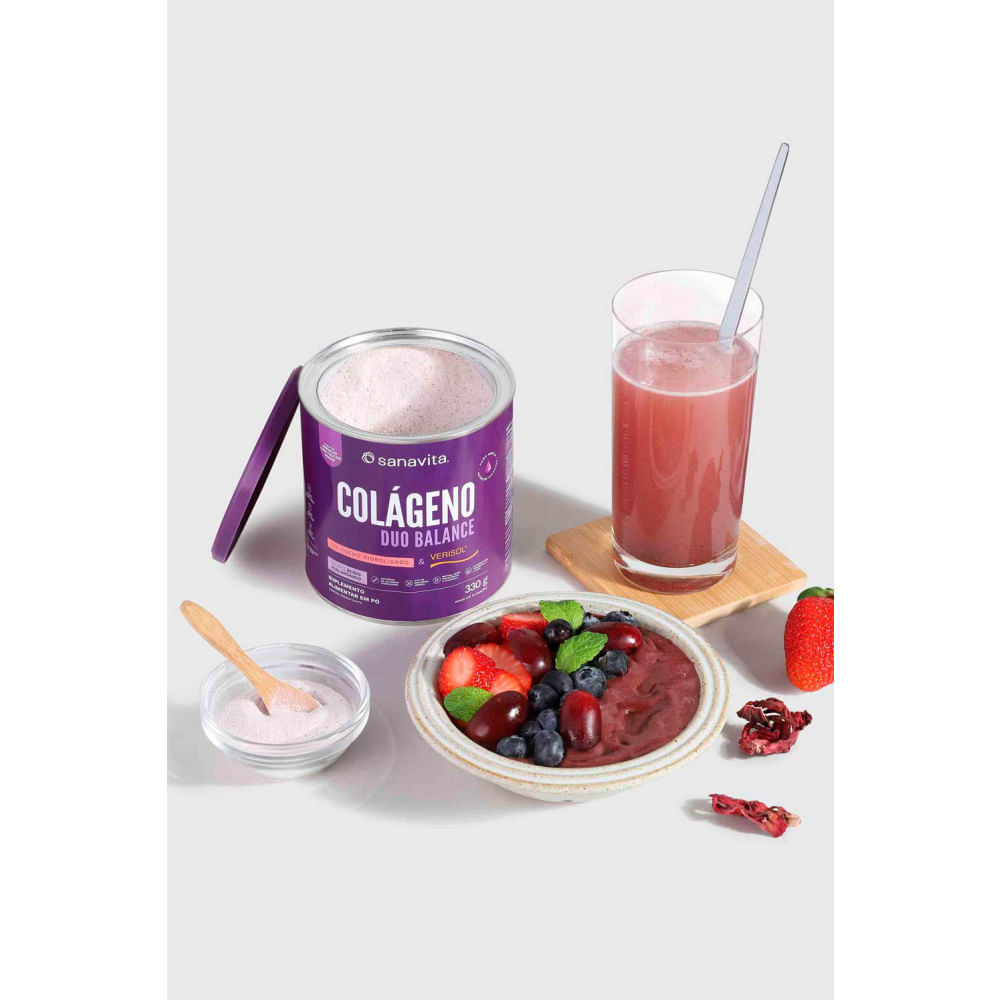 Colágeno Hidrolisado Duo Balance Hibiscus e Frutas Roxas Sanavita 330g
