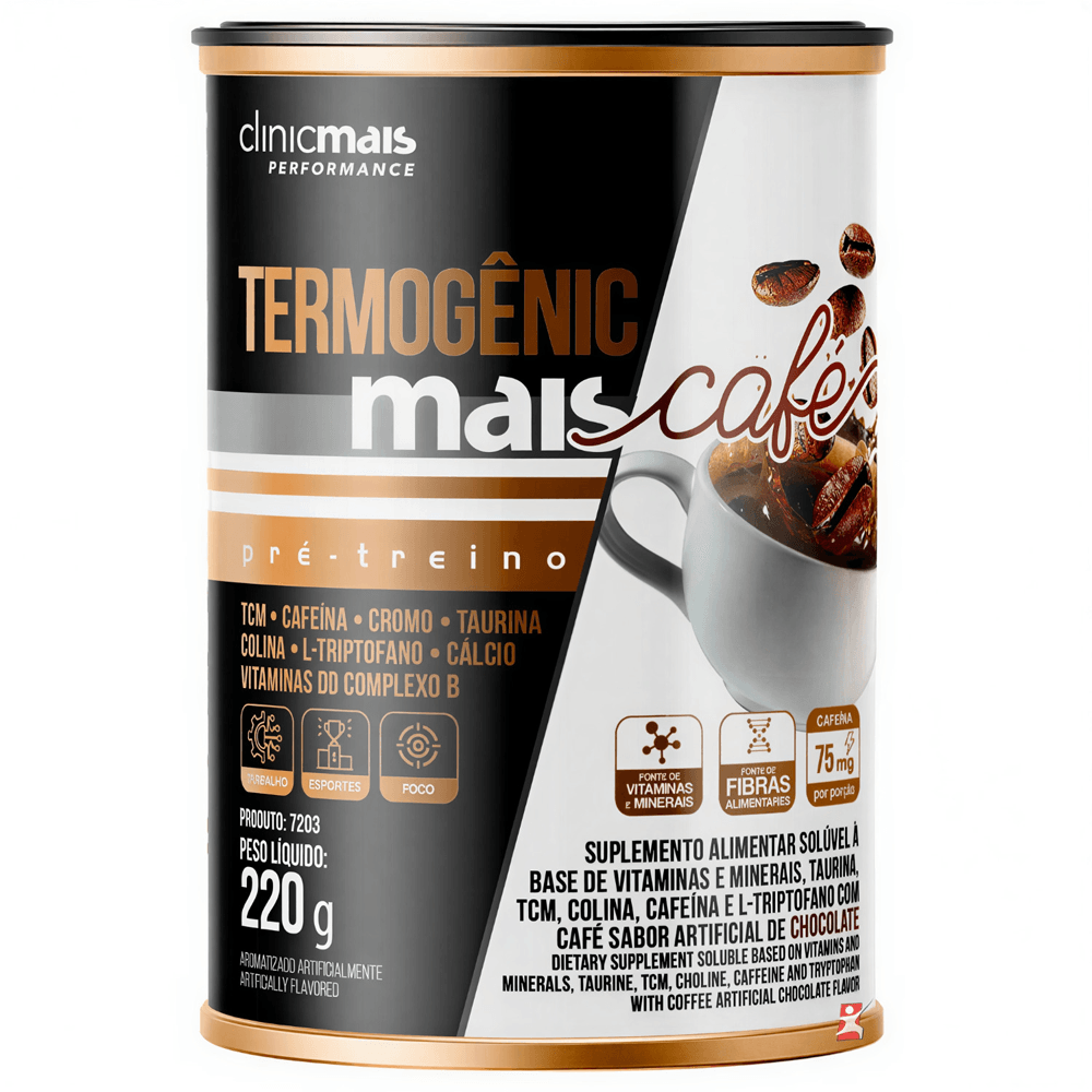 Pré-treino Termogênic Mais Café Clinicmais Sabor Chocolate 220g