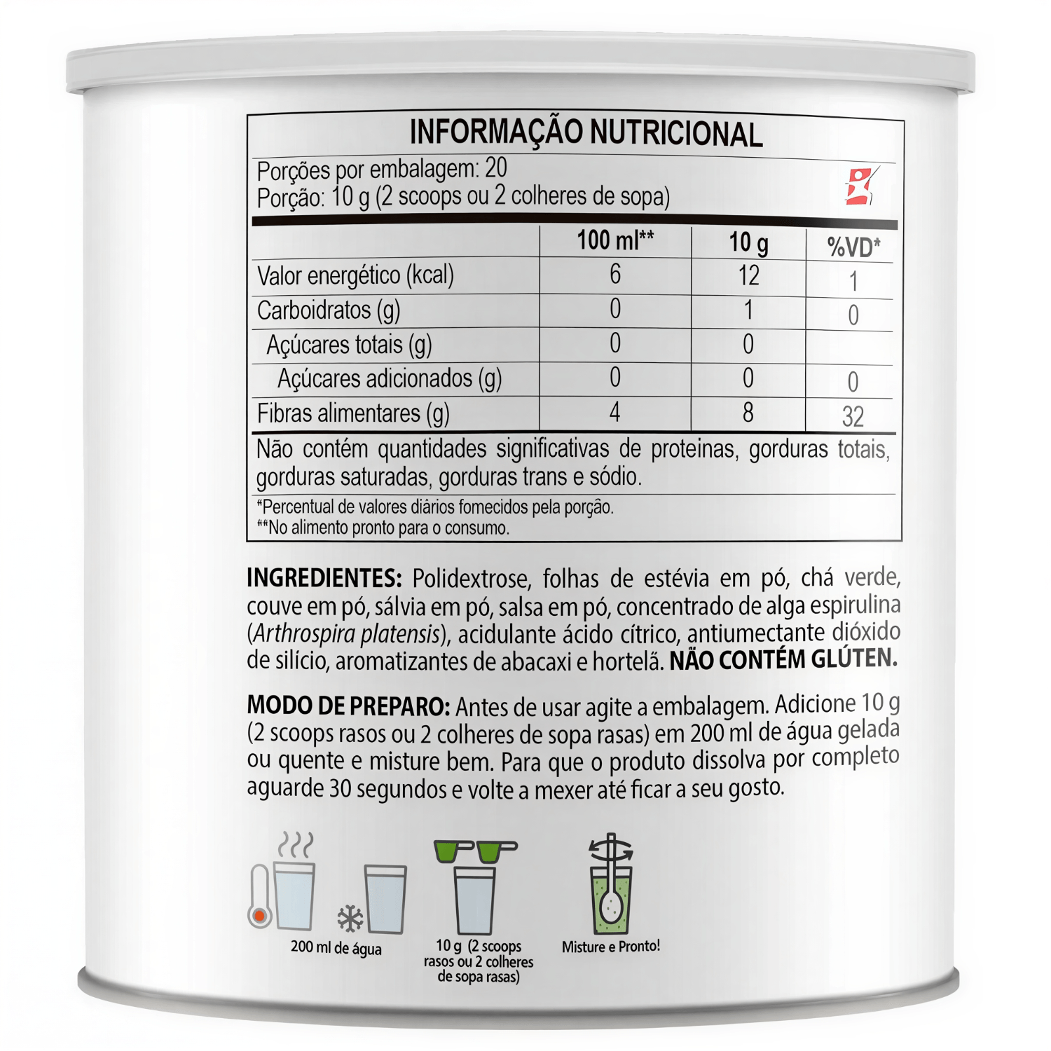 Biofit Solúvel Chá Verde + Couve + Sálvia + Salsa Clinicmais Abacaxi Com Hortelã 200g