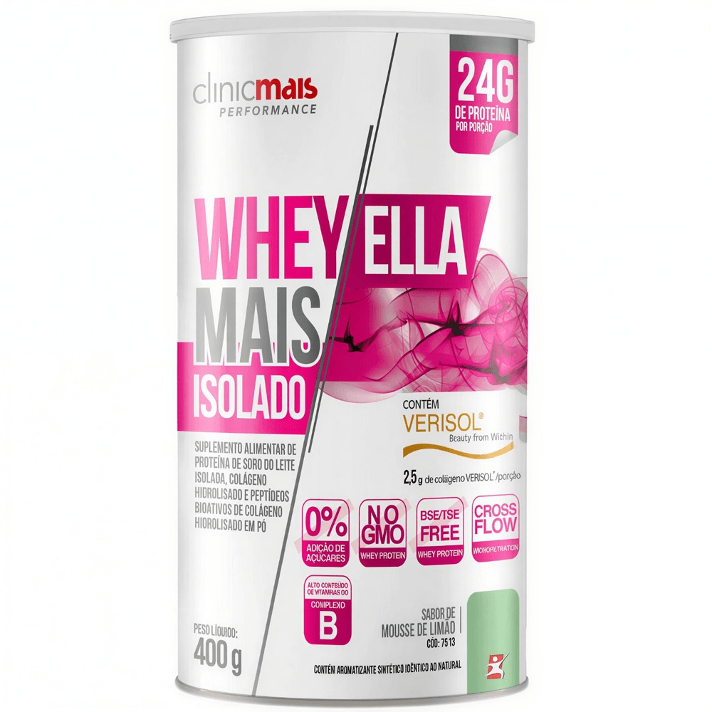 Whey Ella Mais Isolado + Colágeno Verisol Clinicmais Mousse De Limão 400g