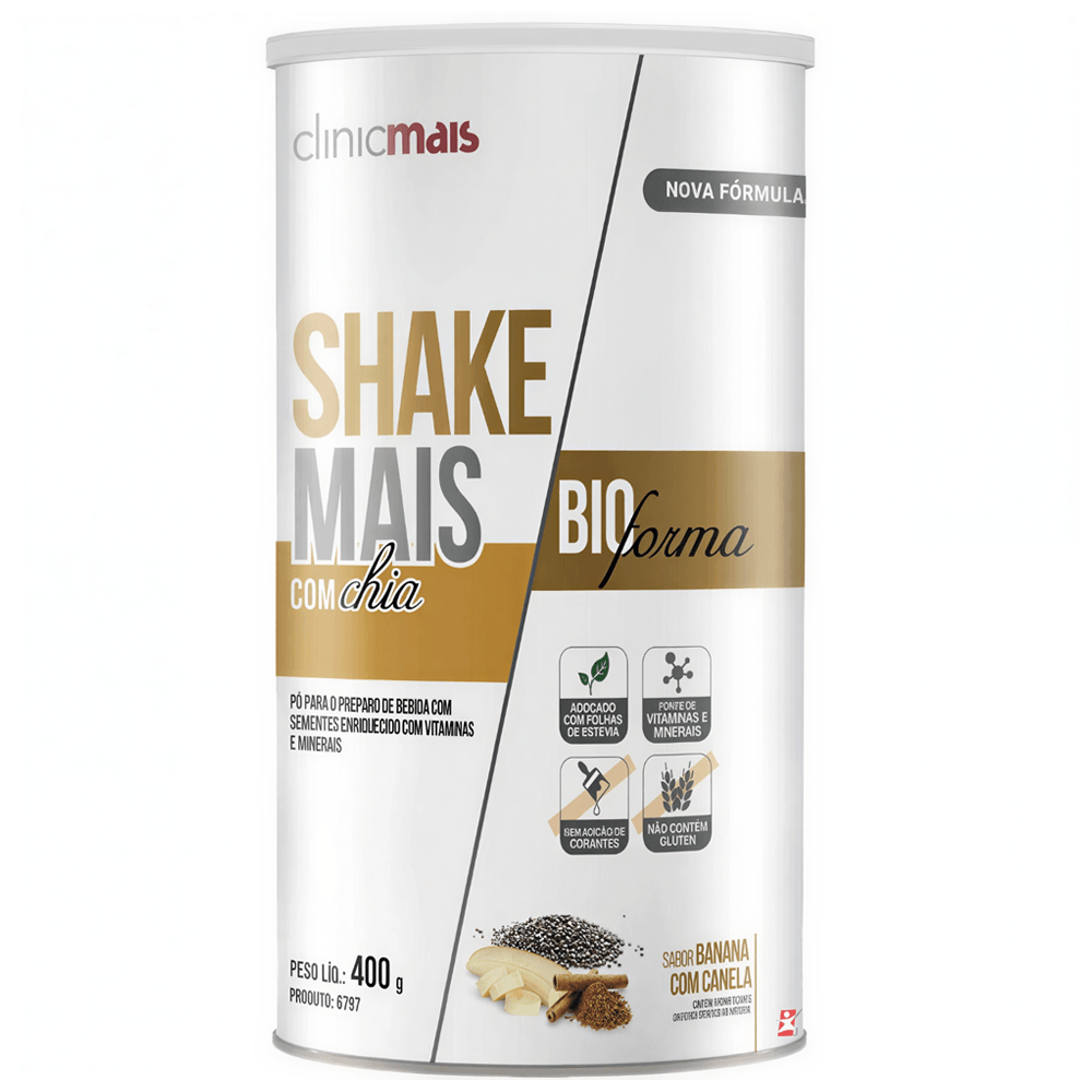 Shake Mais Bioforma Com Chia Clinicmais Sabor Banana E Canela 400g
