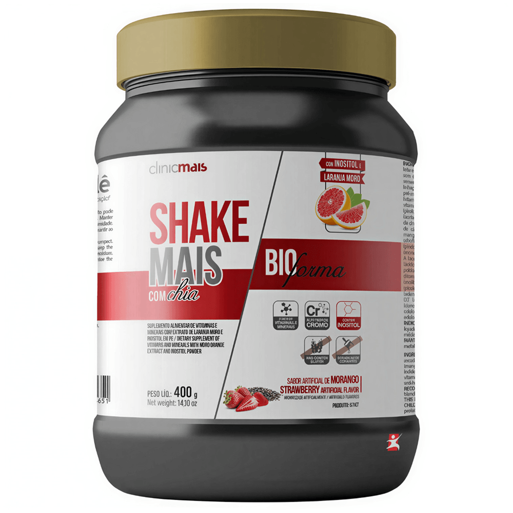 Shake Mais Com Chia Bioforma Clinicmais Morango 400g