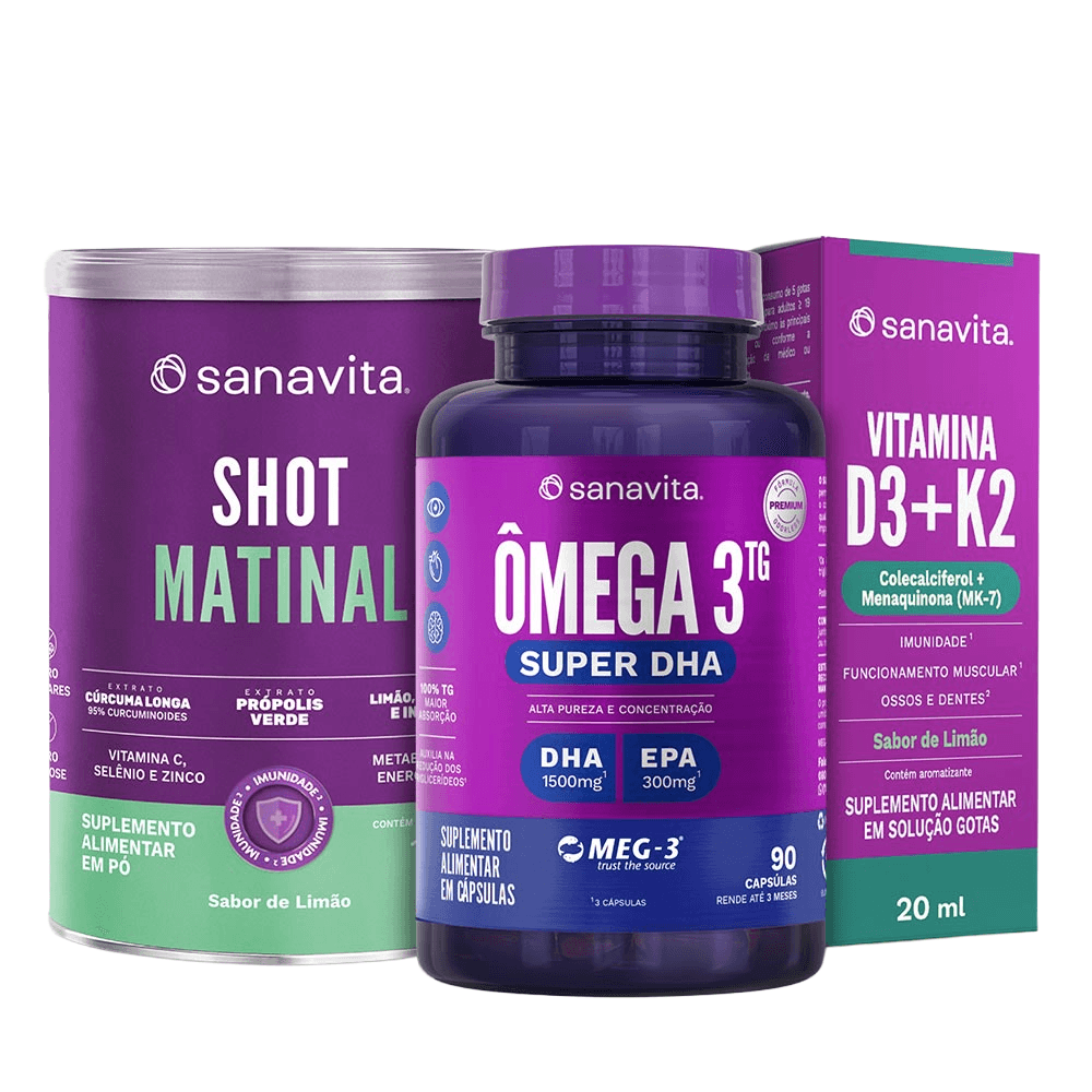 Kit Sanavita Shot Matinal + Ômega Dha + Vitamina D3+k2 - Panvel Farmácias