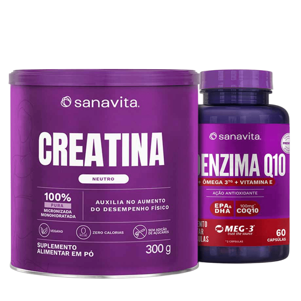 Kit Sanavita Creatina 300g + Coenzima Q10 60 Cápsulas