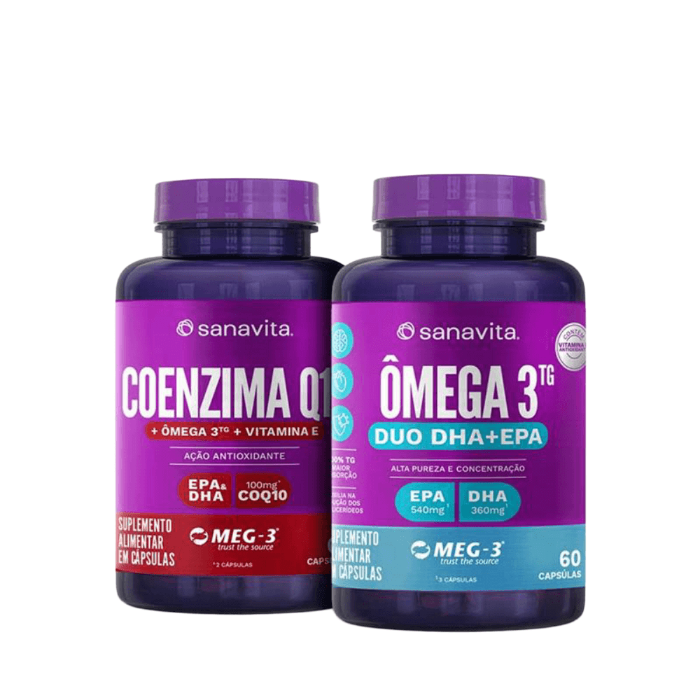 Kit Sanavita Coenzima Q10 + Ômega Duo 60 Cápsulas
