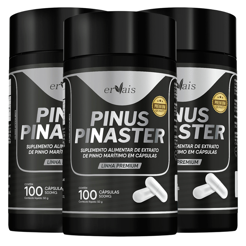 Kit 3 Pinus Pinaster Picnogen Pinheiro Marítimo Francês 100 Cápsulas