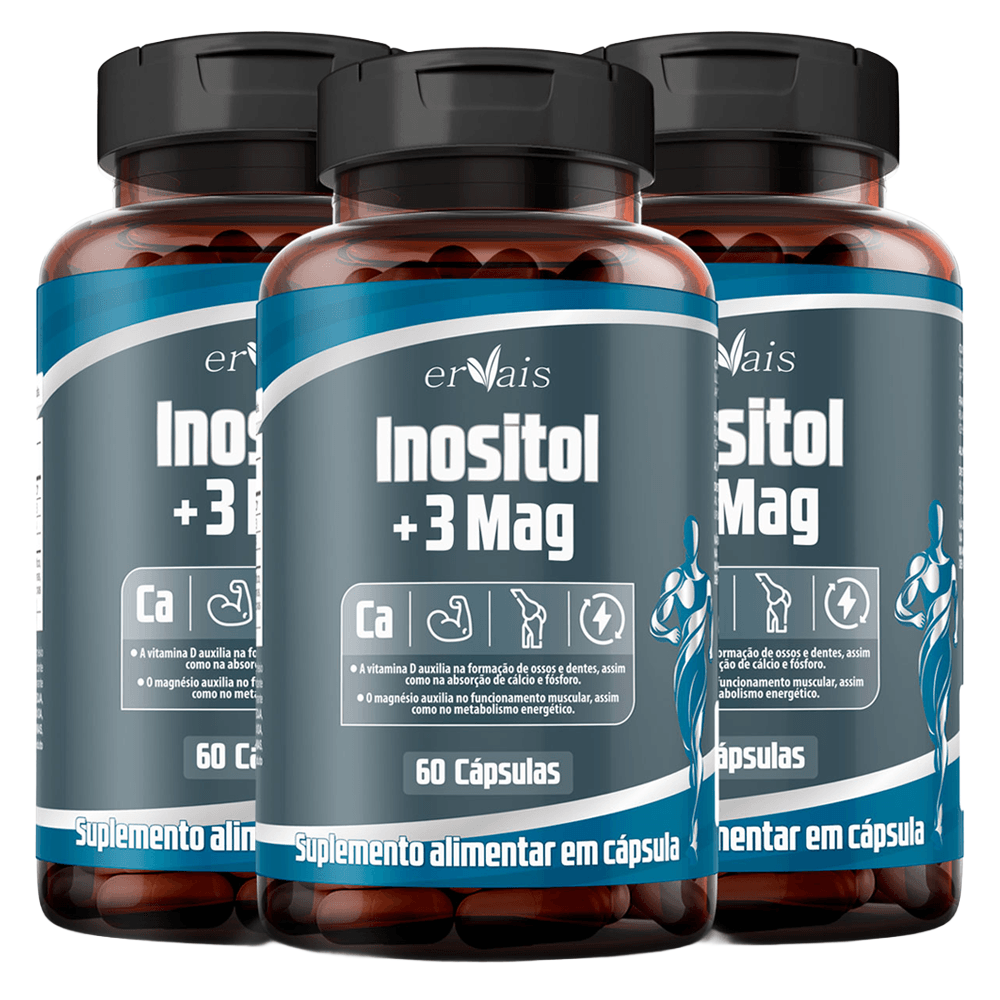 Kit 3 Inositol + 3 Mag Ervais 60 Cápsulas