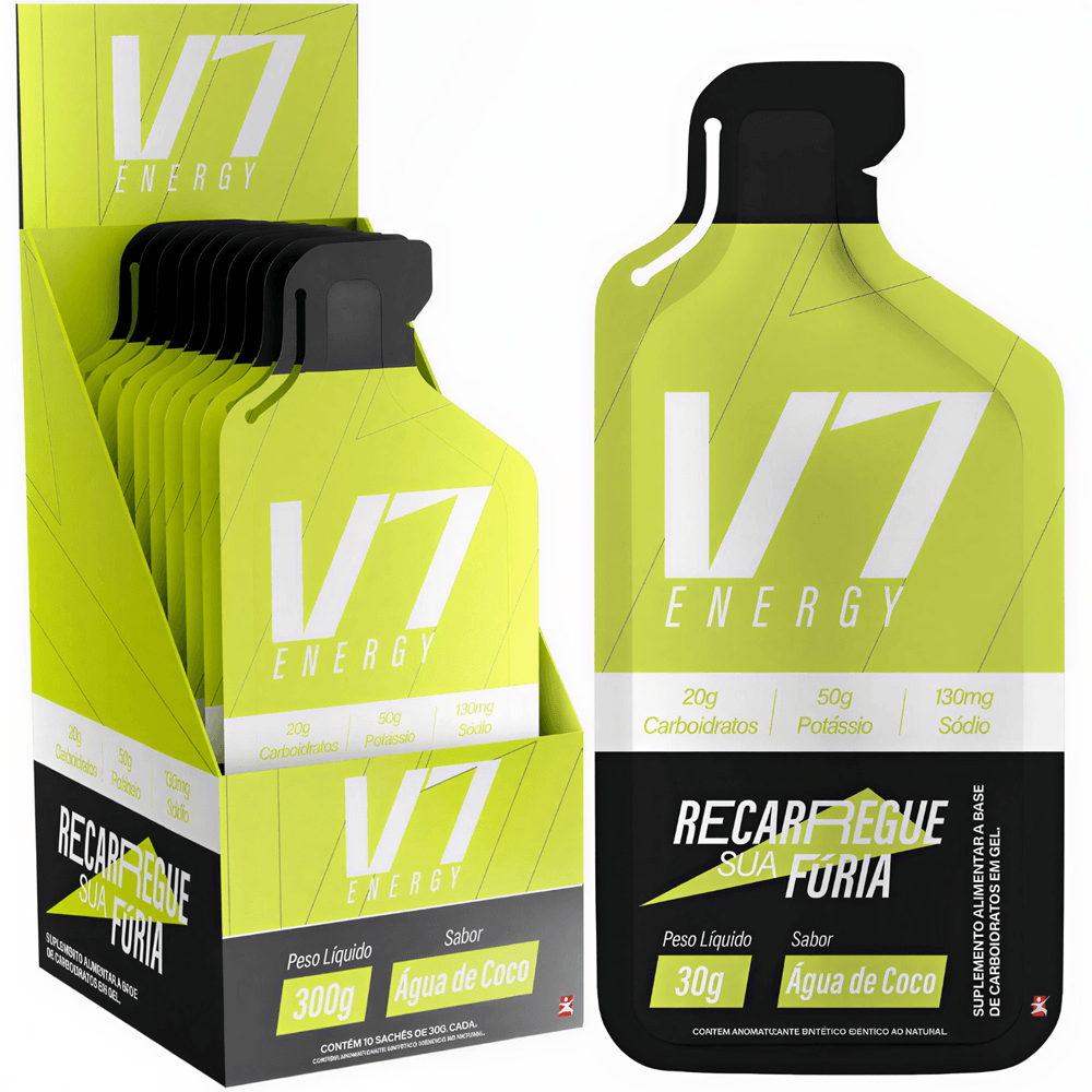 Kit 10 Carbogel V7 Energy Água De Coco Sachê 30g
