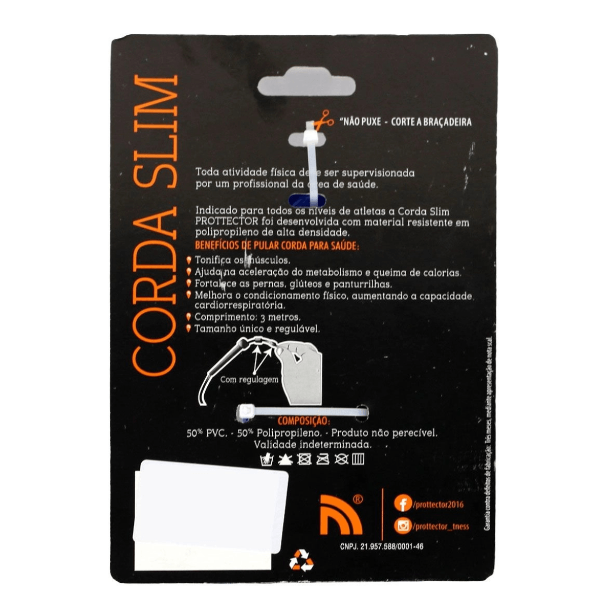 Corda De Pular Slim Prottector Preta