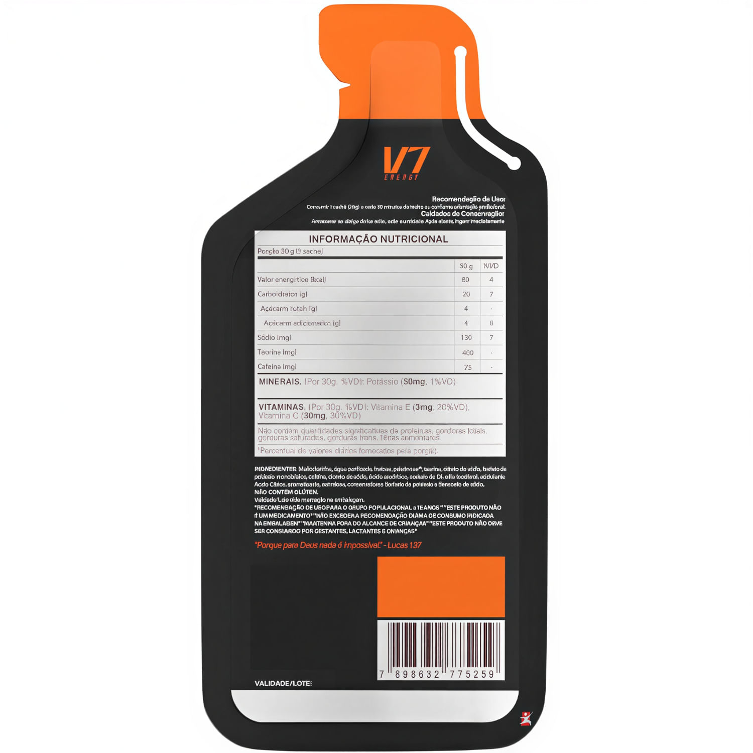 Kit 10 Carbogel V7 Energy Caramelo Salgado Sachê 30g