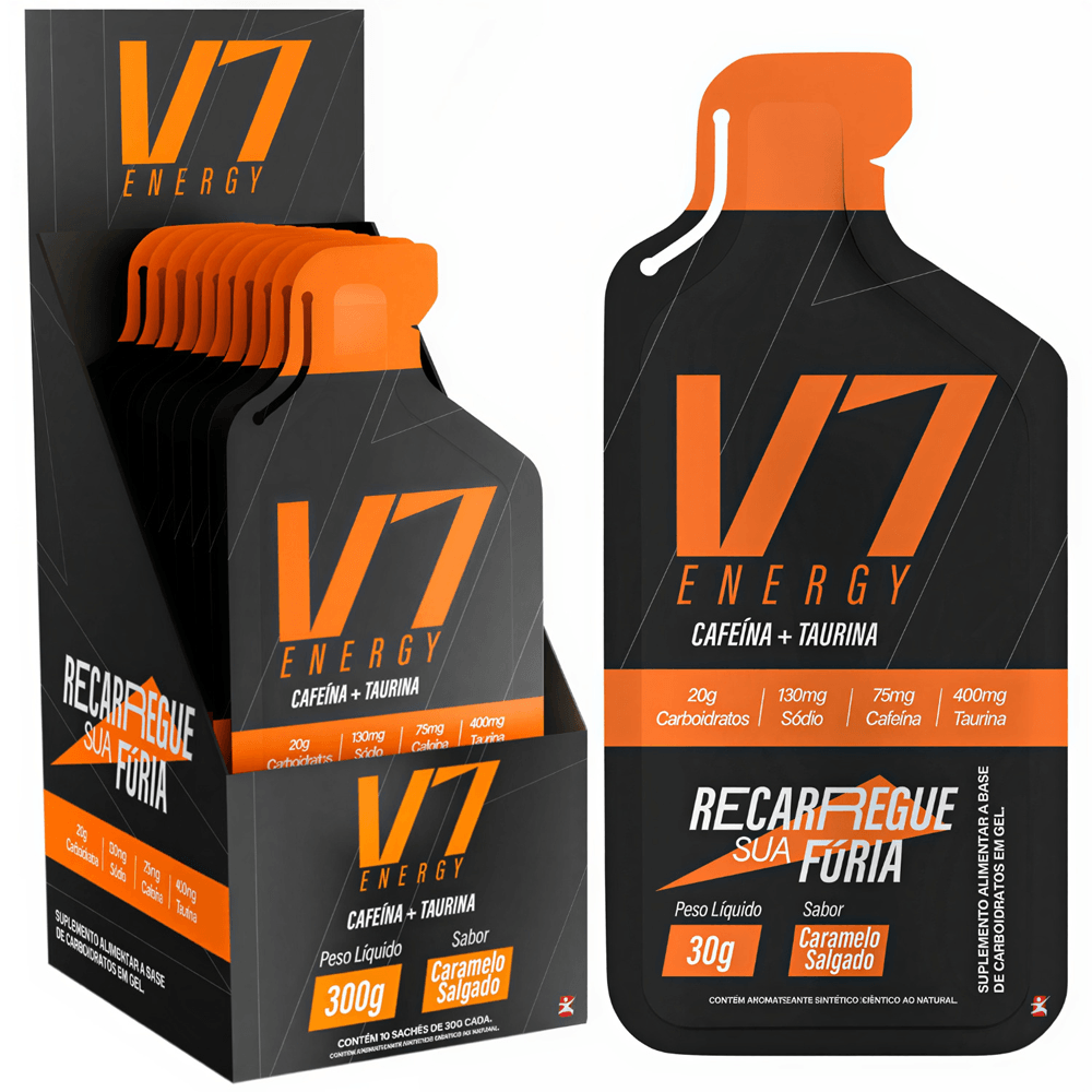 Kit 10 Carbogel V7 Energy Caramelo Salgado Sachê 30g