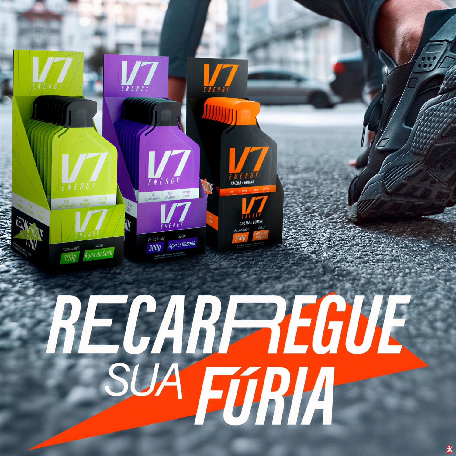 Kit 10 Carbogel V7 Energy Caramelo Salgado Sachê 30g