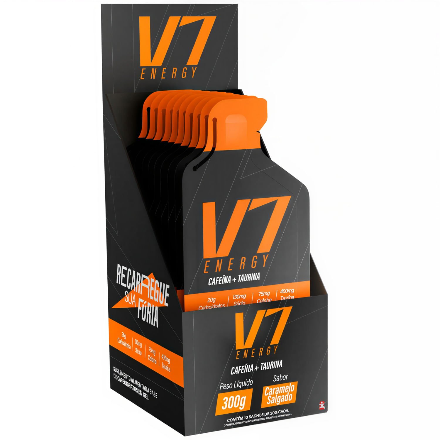 Kit 10 Carbogel V7 Energy Caramelo Salgado Sachê 30g