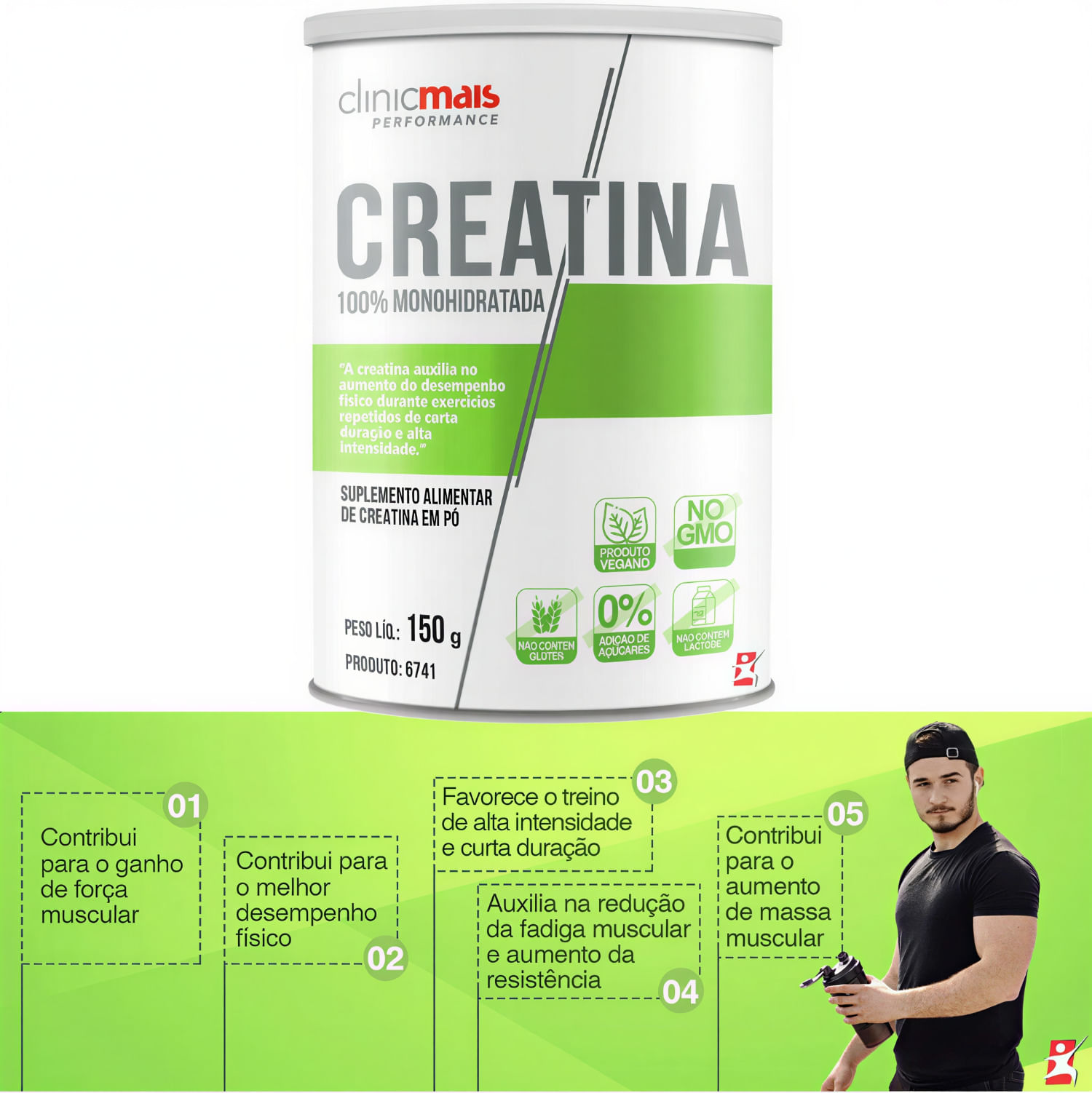 Creatina Pura Sabor Neutro ClinicMais 150g