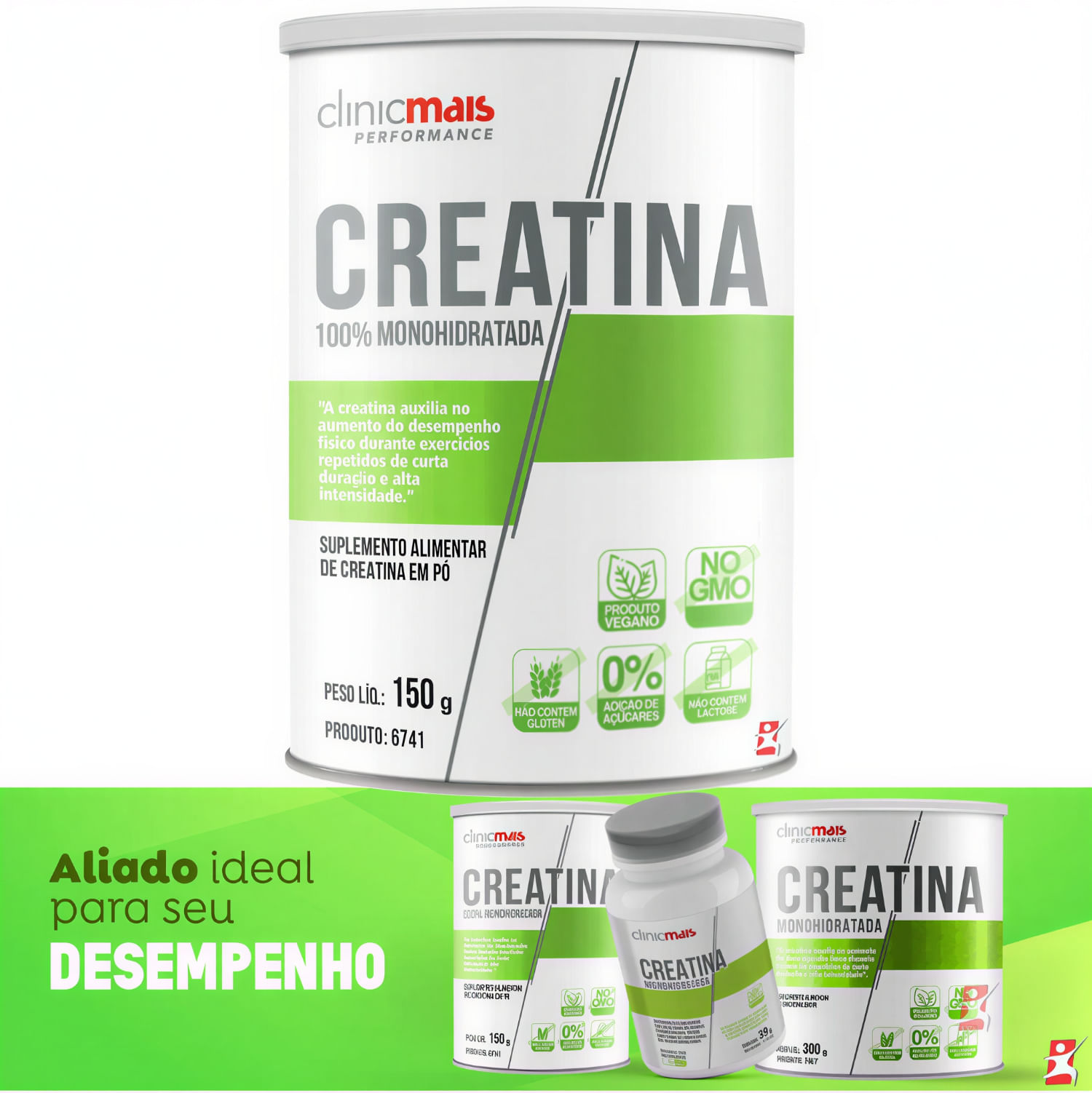 Creatina Pura Sabor Neutro ClinicMais 150g