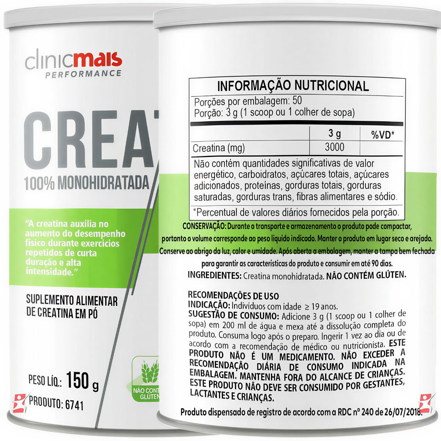 Creatina Pura Sabor Neutro ClinicMais 150g