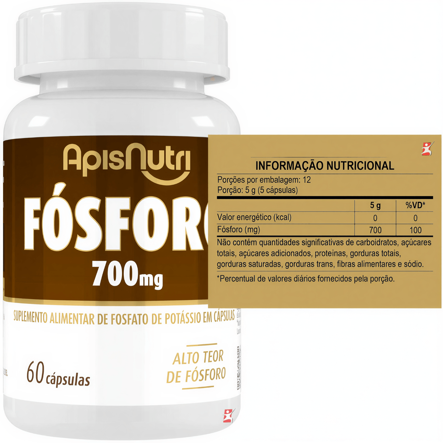 Fósforo 700mg Apisnutri 60 Cápsulas