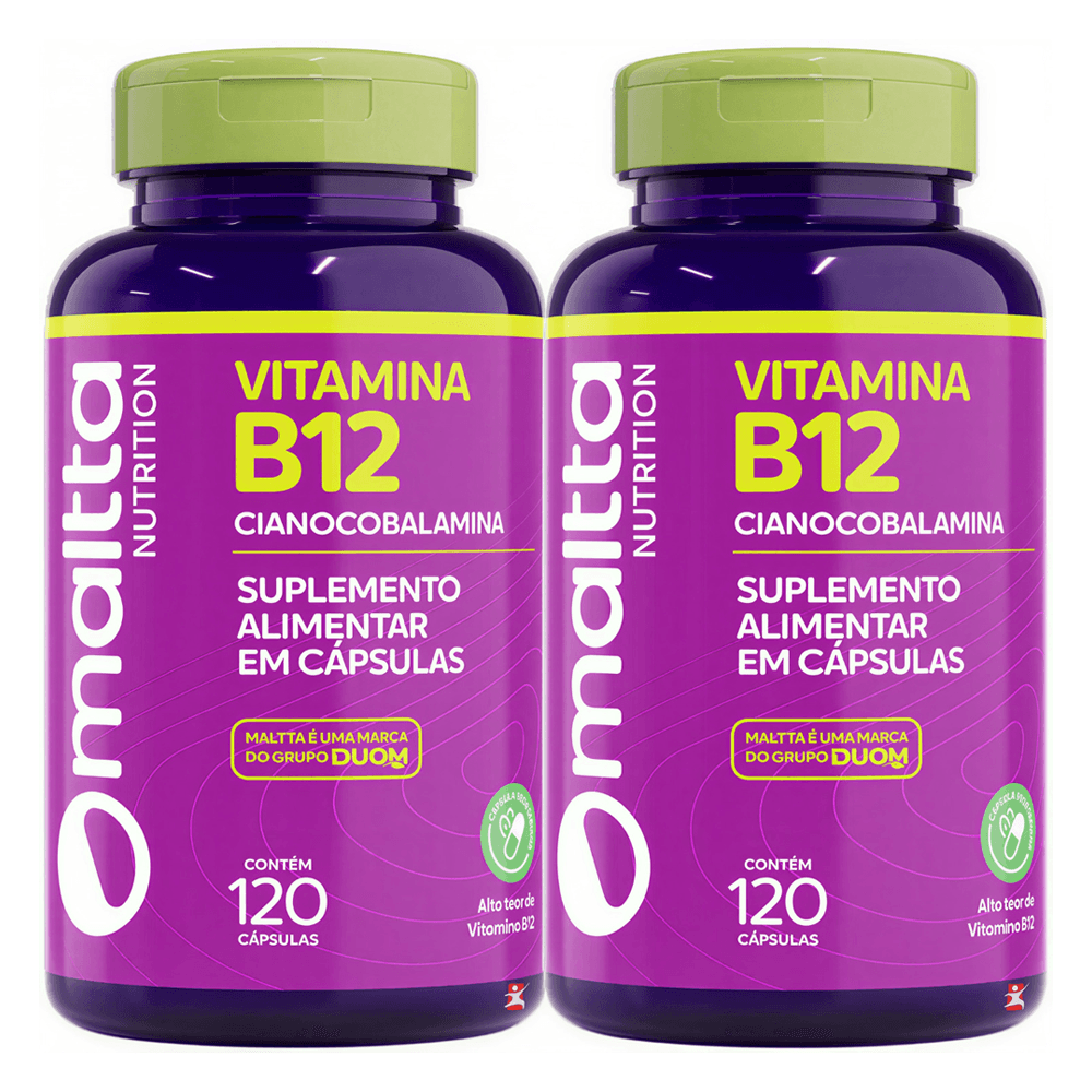 Kit 2 Vitamina B12 Cianocobalamina Concentrada Maltta Nutrition 120 Cápsulas