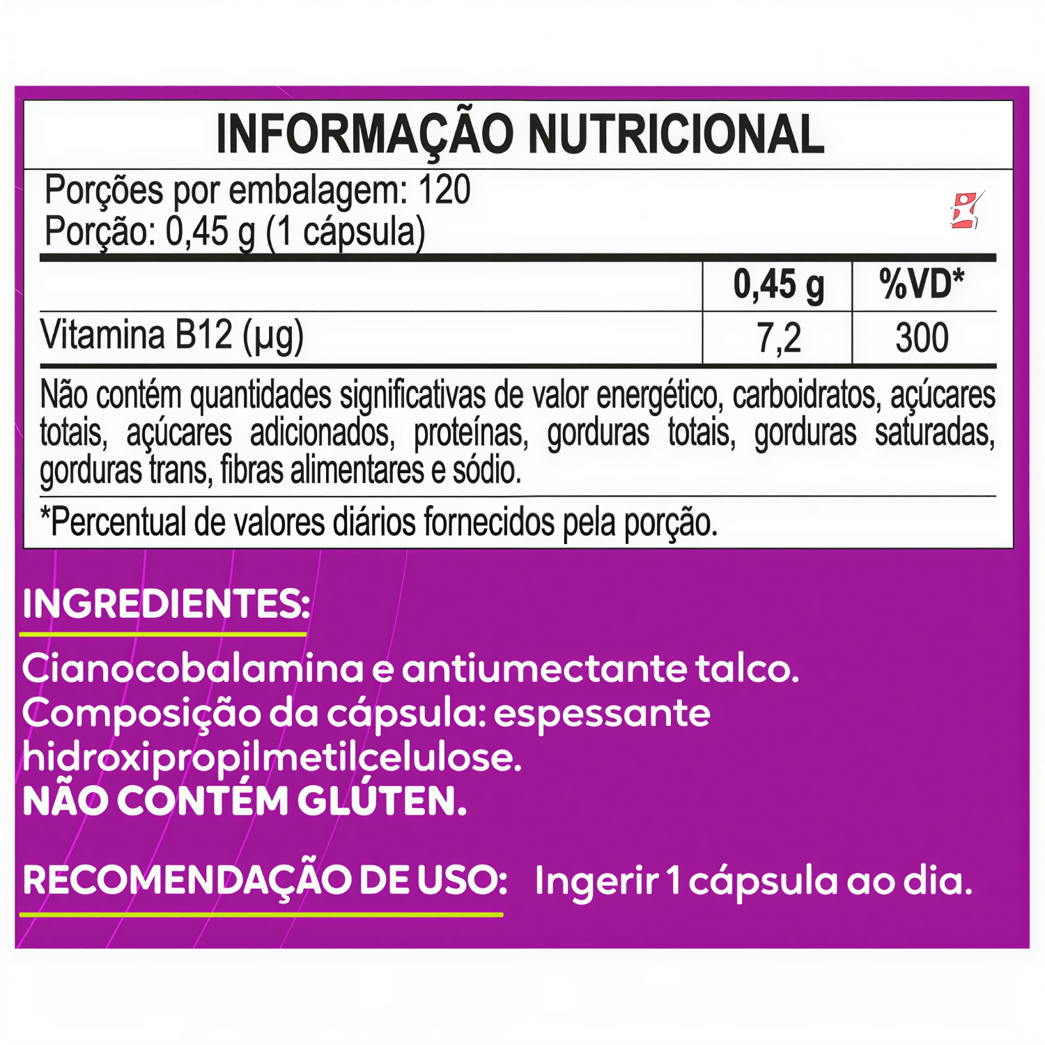 Kit 2 Vitamina B12 Cianocobalamina Concentrada Maltta Nutrition 120 Cápsulas