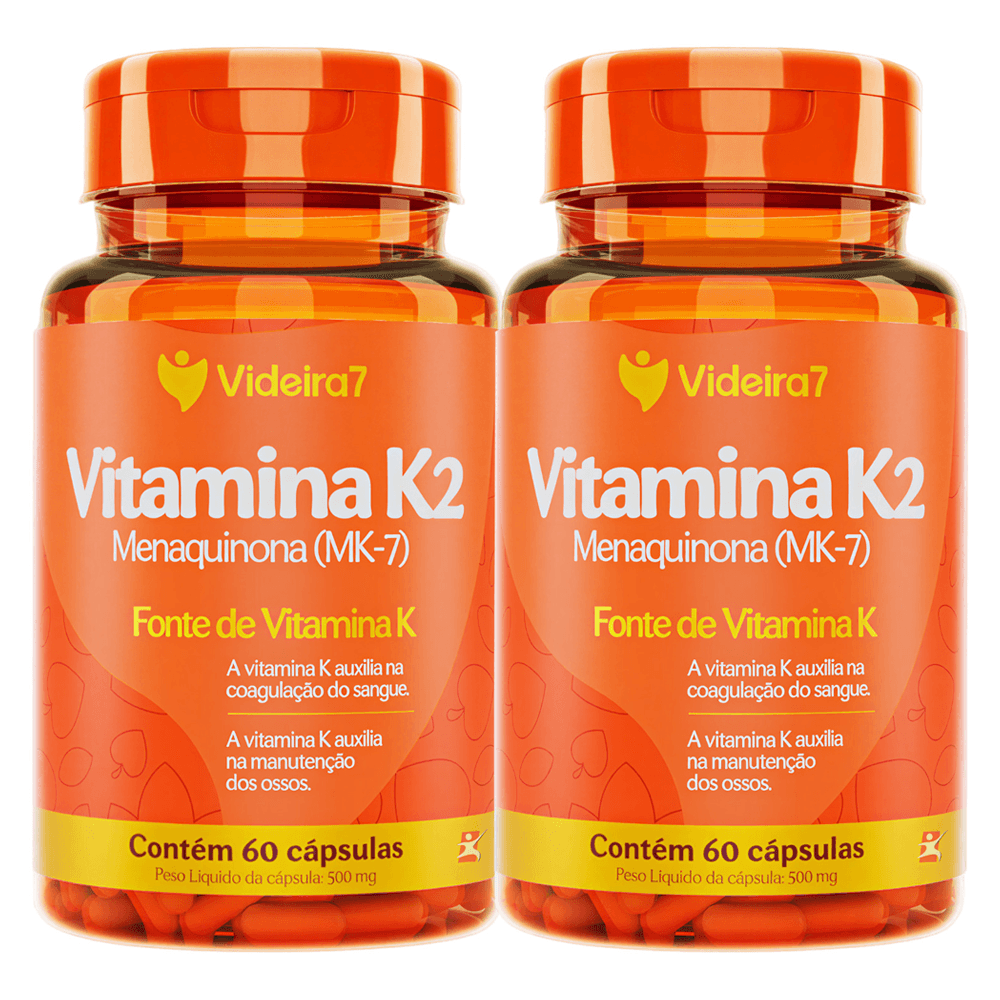 Kit 2 Vitamina K2 Menaquinona Mk-7 Videira7 60 Cápsulas