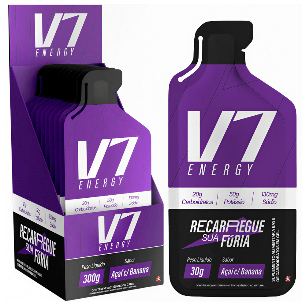 Kit 10 Carbogel V7 Energy Açaí Com Banana Sachês 30g
