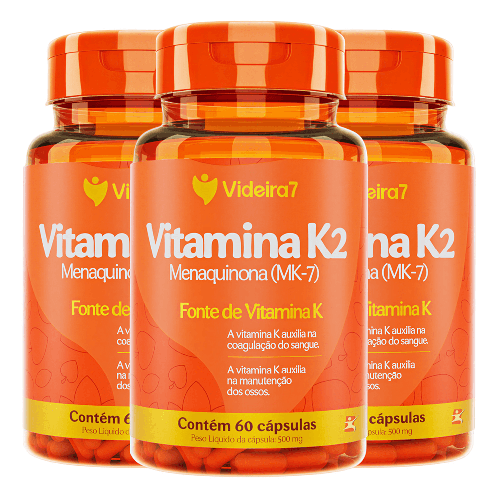 Kit 3 Vitamina K2 Menaquinona Mk-7 Videira7 60 Cápsulas
